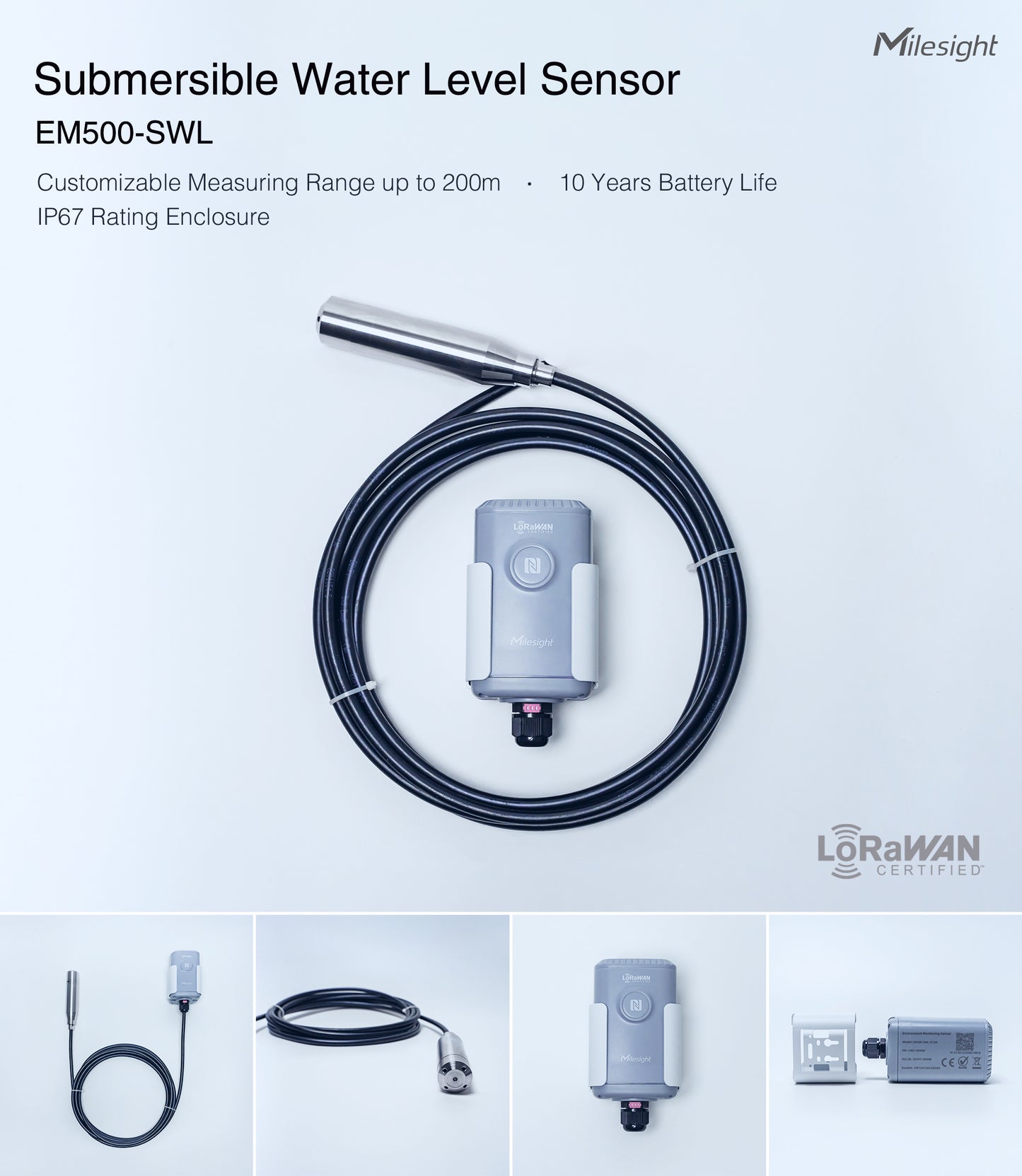 Milesight Submersible Water Level Sensor EM500-SWL