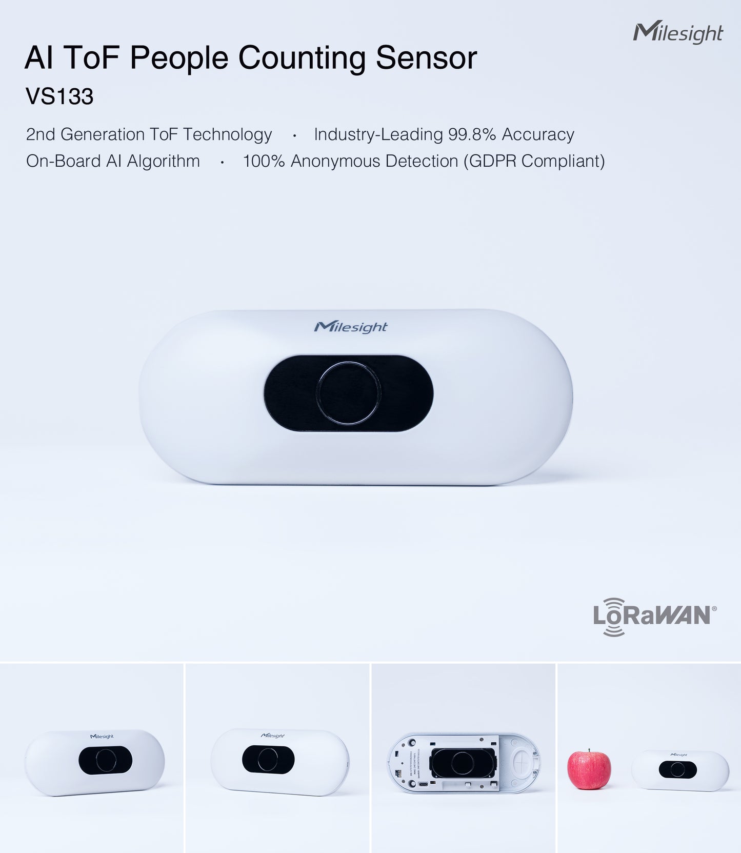 Milesight AI ToF People Counting Sensor VS133