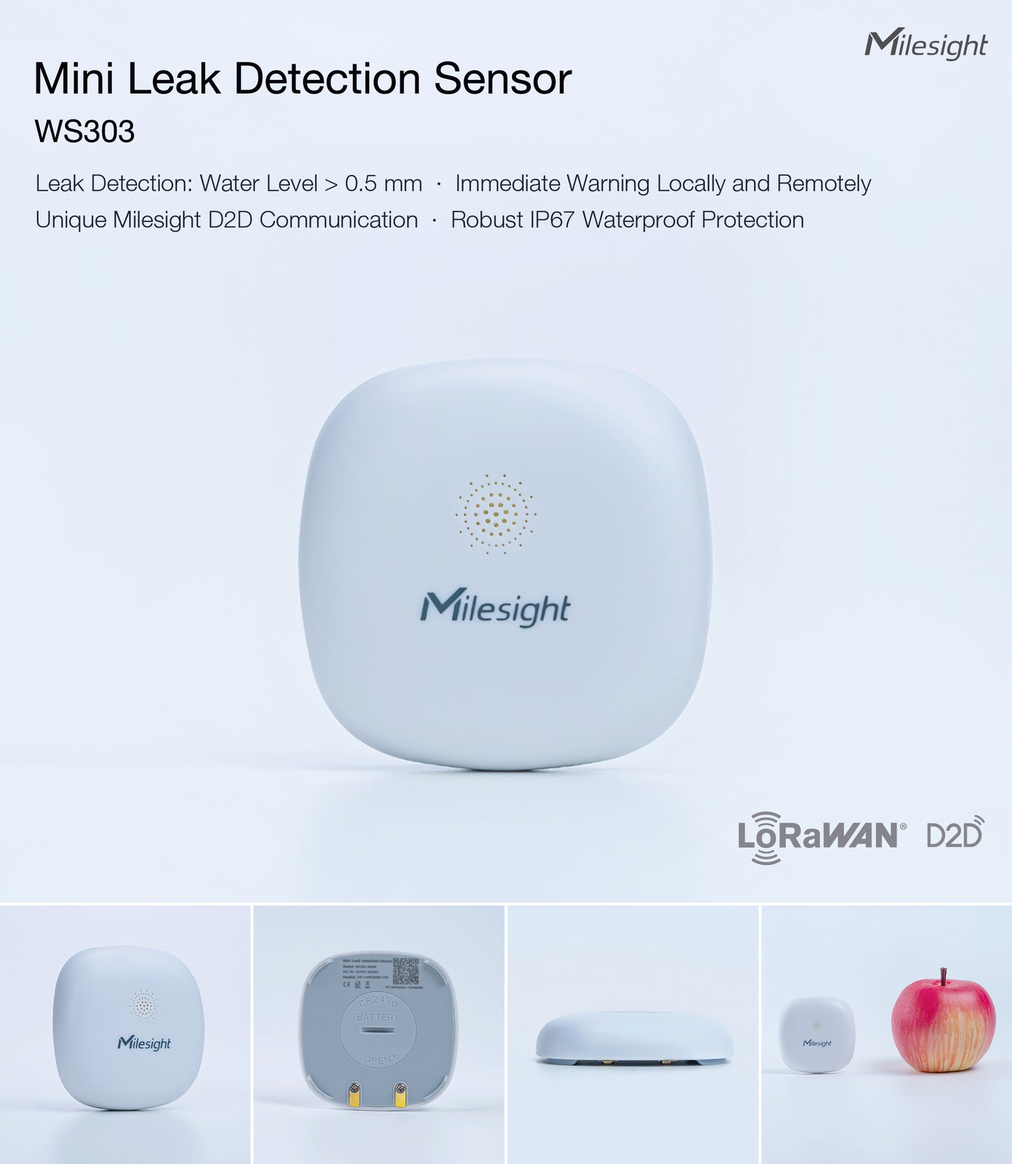 Milesight Mini Leak Detection Sensor WS303