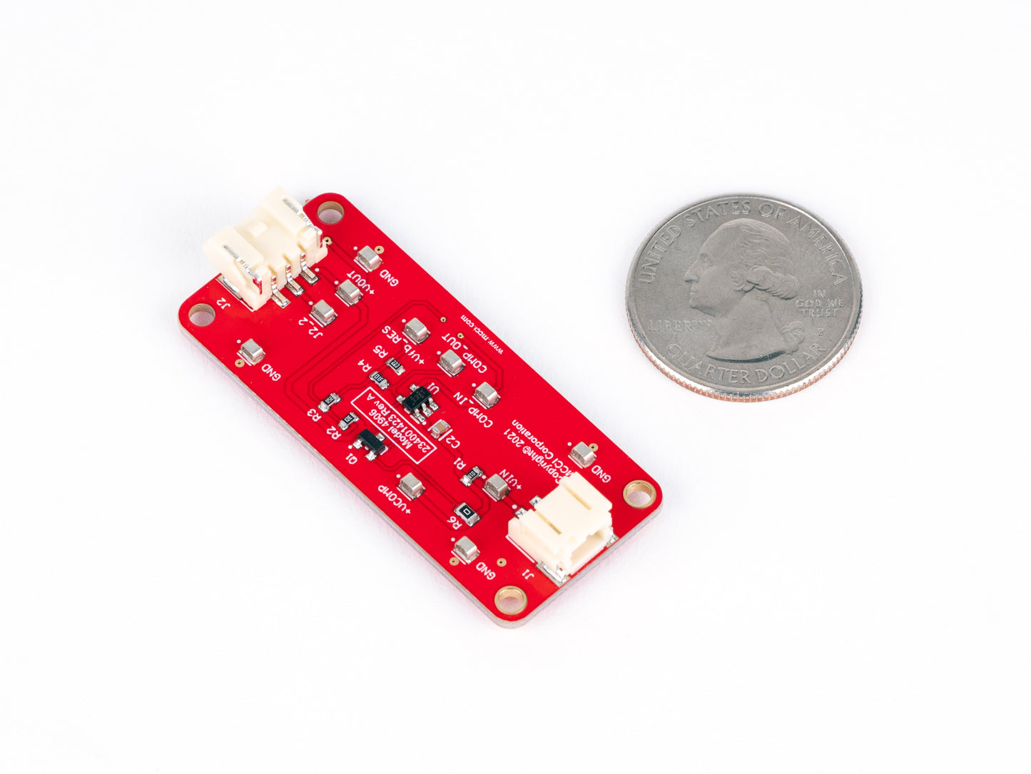Image of MCCI Model 4906 Supercap Feather Wing, showing 2-pin power input connector