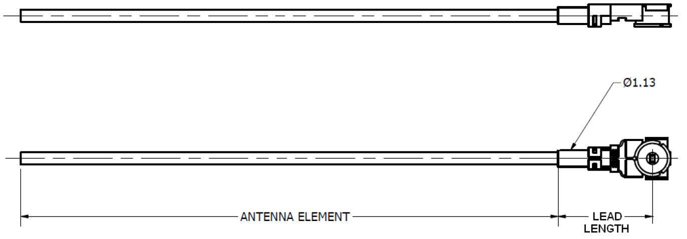 MCCI U.FL whip antenna