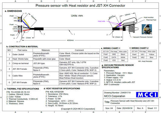 MCCI Pressure Sensor 4-meter Probe with Heater