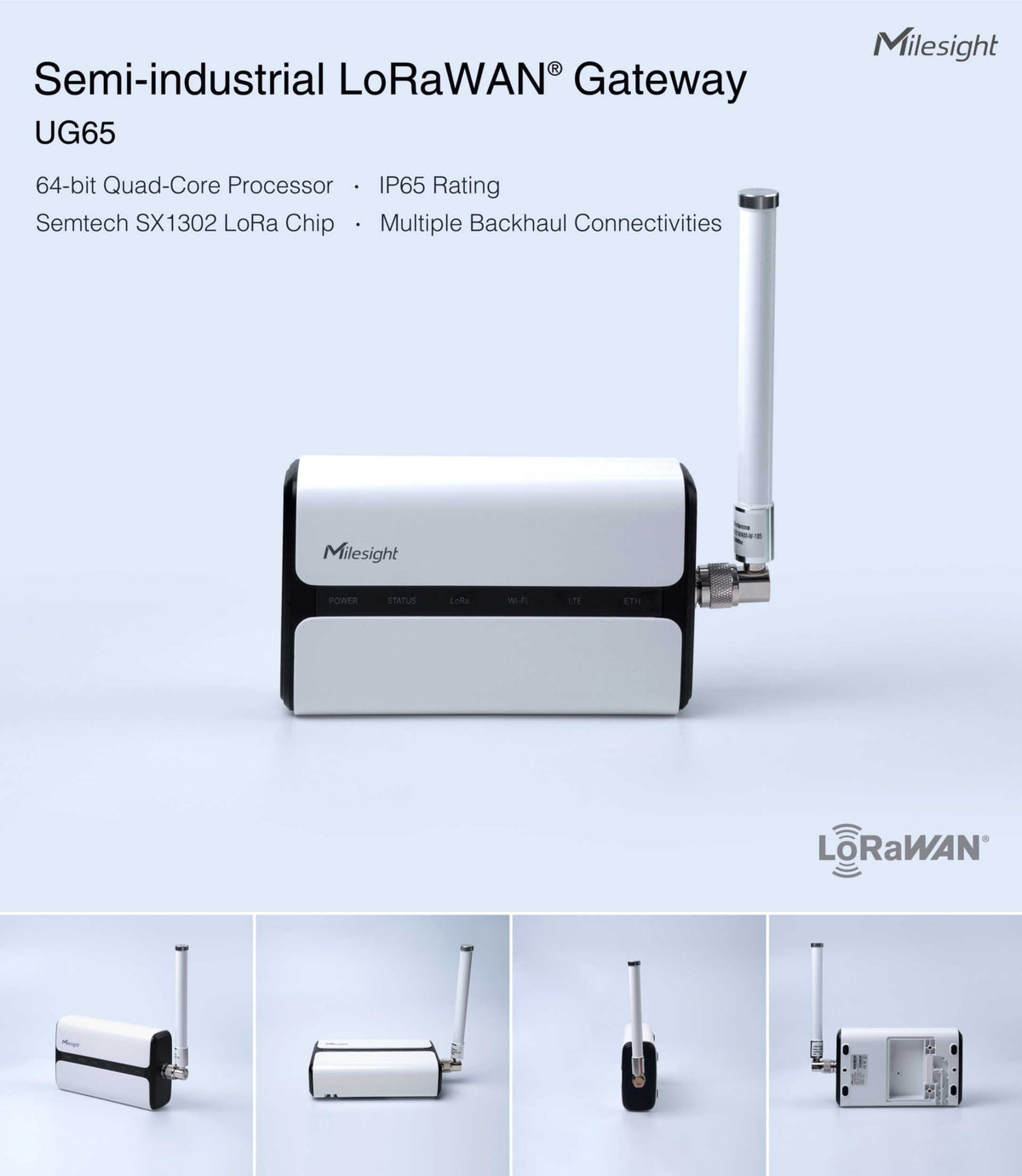 Milesight UG65 LoRaWAN Gateway | 8-Channel, IP65, Cellular – MCCI