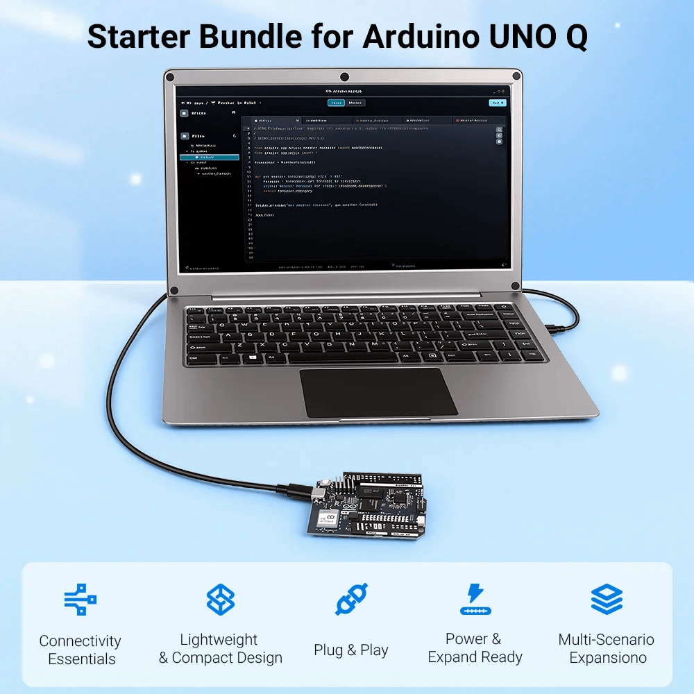 Elecrow Starter Bundle Kit for Arduino UNO Q with Expansion Dock, US Plug