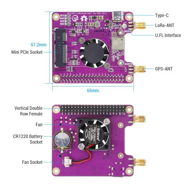 Elecrow LR1302 LoRaWAN HAT for RPI SX1302 Module