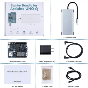 Elecrow Starter Bundle Kit for Arduino UNO Q with Expansion Dock, US Plug