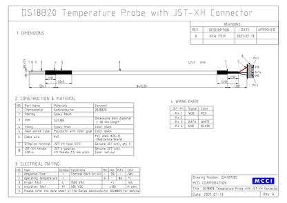 MCCI Temperature Probe with JST-XH connector